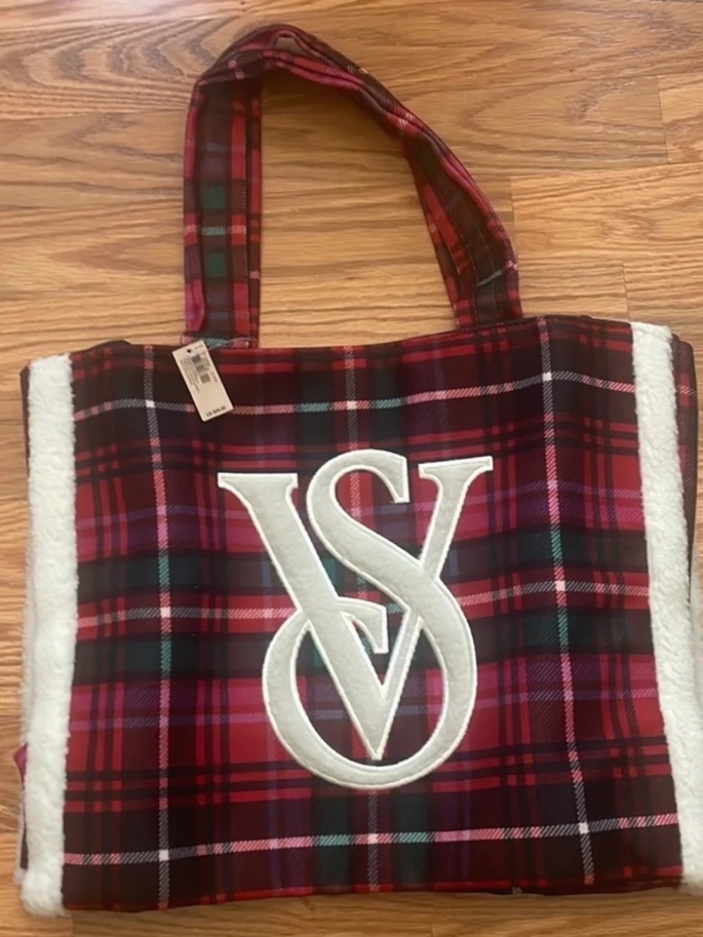 NWT New Victoria’s Secret Bag Red Green Stripes Christmas Holiday